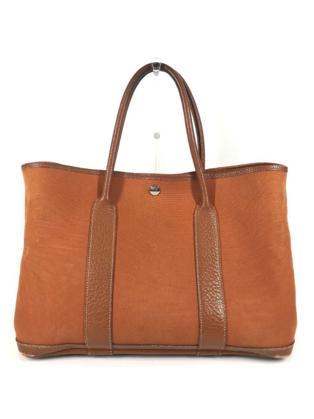 Hermes Tote Bag Garden Party PM Leather Canvas Orange